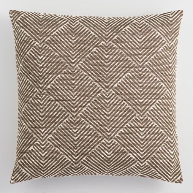 Brown Geometric Angle Jacquard Throw Pillow | World Market