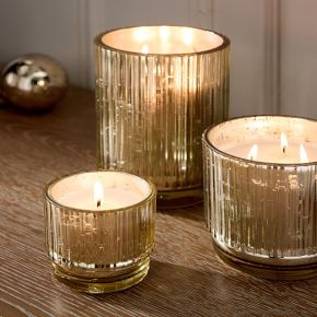 Mercury Glass Fluted Candles - Balsam & Cedar | West Elm (US)