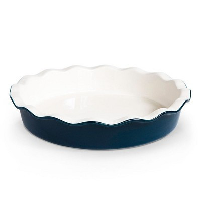 Kook Round Ceramic Pie Dish, Wave Edge, 10 Inch, 44 oz, Navy | Target