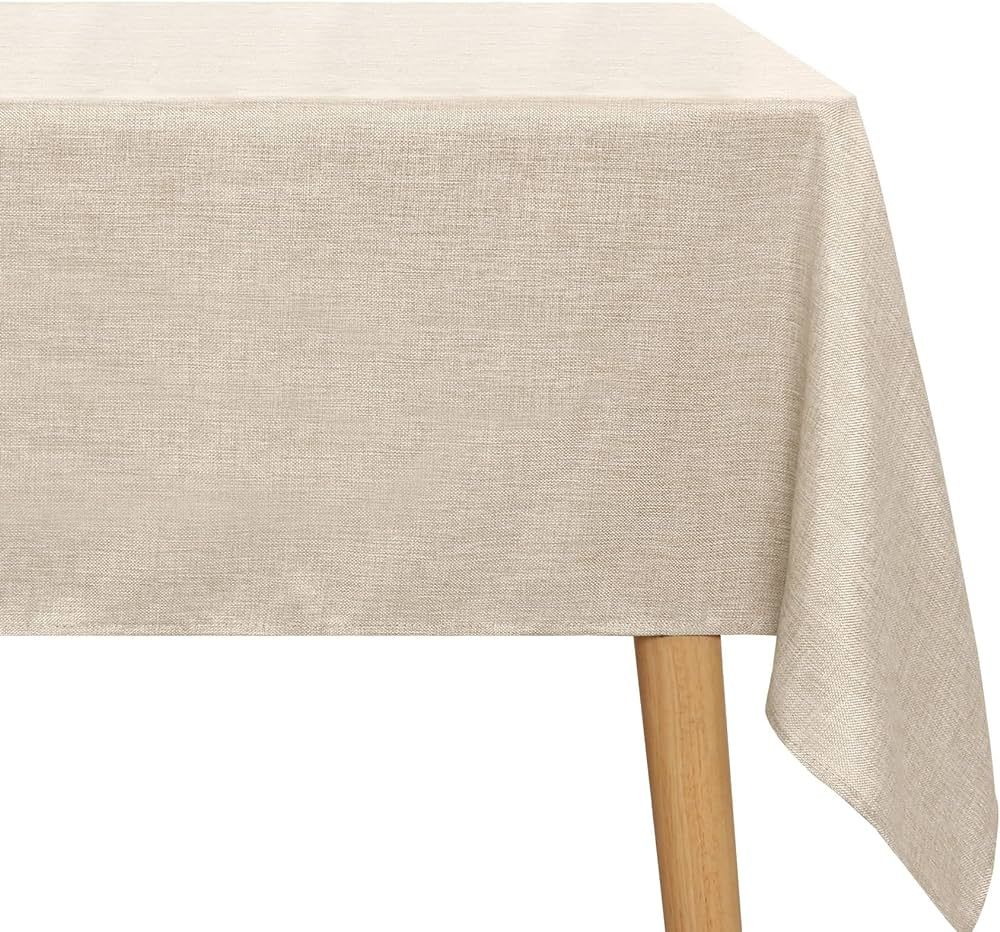 JIUZHEN Faux Linen Rectangle Tablecloth - Wrinkle and Stain Resistant Washable Table Cloth for Ki... | Amazon (CA)