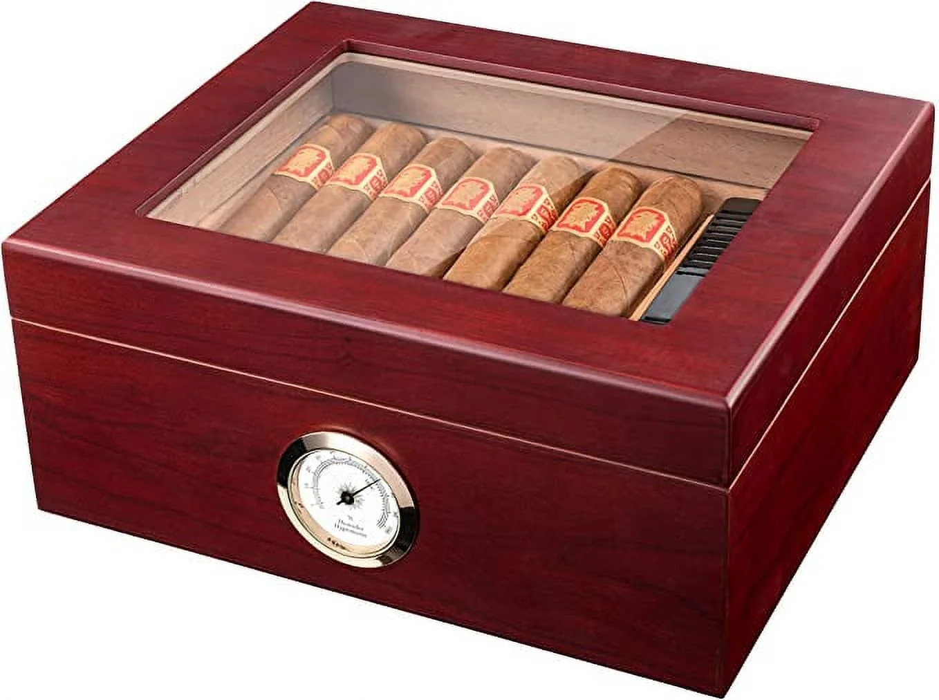 Mantello Cigar Humidors- Royal Glass-Top Humidor Cigar Box - Gifts for Men- Cigar Box for 25-50 C... | Walmart (US)