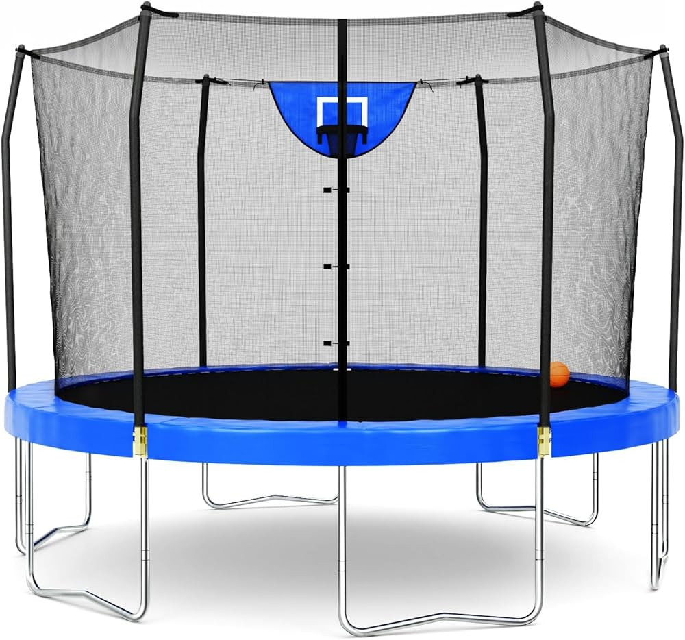 Skywalker Trampoline Outdoor 8 FT, 12 FT, 15 FT Jump N’ Dunk Round Outdoor Trampoline with Net,... | Amazon (US)