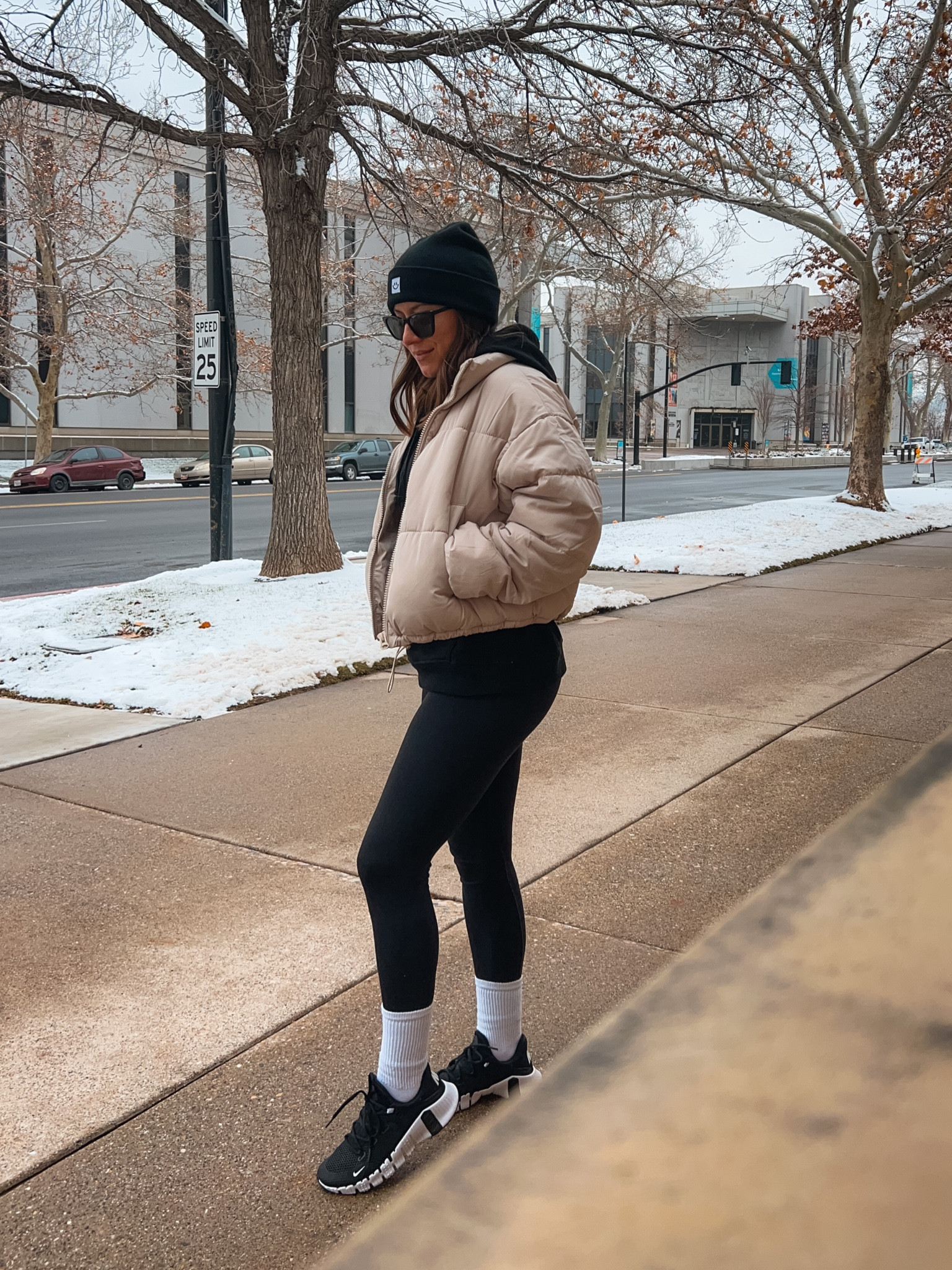 cropped puffer + smiley beanie

#LTKfit #LTKunder100 #LTKFind