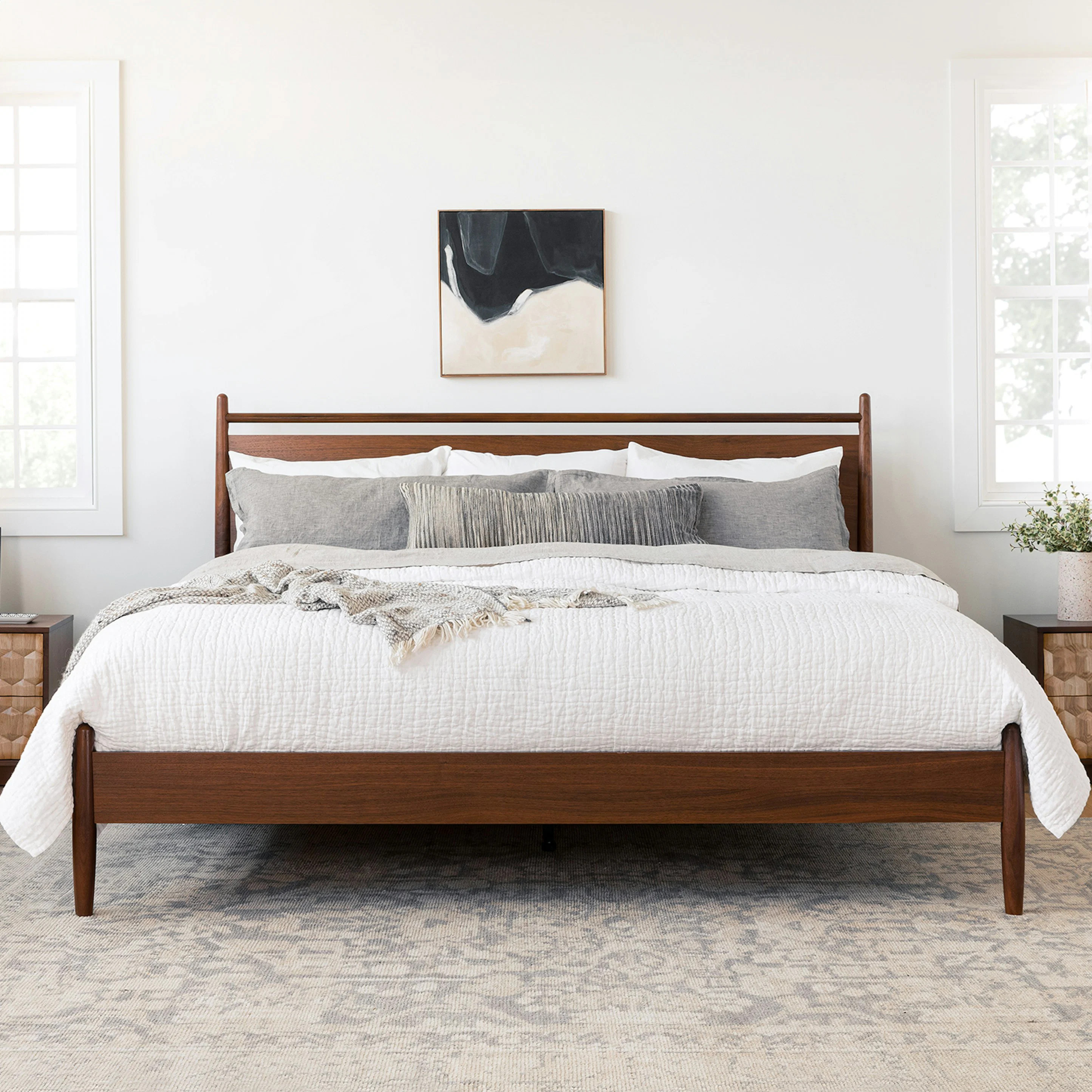 Lenia King Panel Bed - Walnut | Article