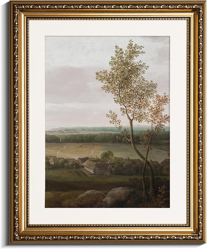 InSimSea Retro Gold Framed Wall Art, Home Room Rural Scenery Vintage Wall Decor, Canvas Print Art... | Amazon (US)