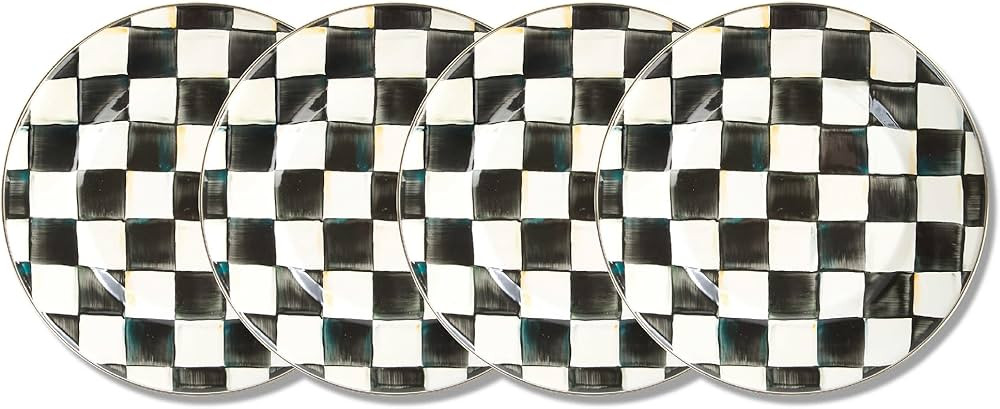MACKENZIE-CHILDS Enamel Dinner Plate, Decorative Dinnerware Plate, 10 Inches, Set of 4, Black-and... | Amazon (US)