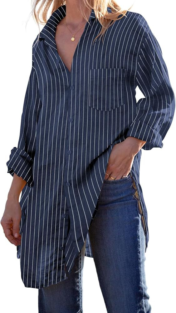 Runcati Womens Button Down Shirts Linen Cotton Long Sleeve Blouse Tunic Tops Cover Up Shirt Loose... | Amazon (US)