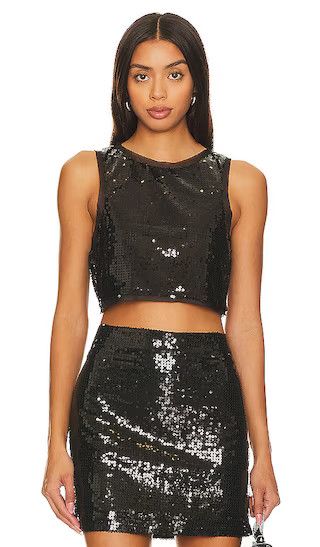 Romina Black Sequin Top | Black Sequin Skirt Set Outfit | Skirt And Top Set | Matching Sets | Revolve Clothing (Global)