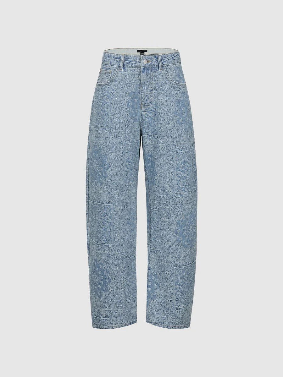 Printed Barrel Leg Jeans | Urban Revivo