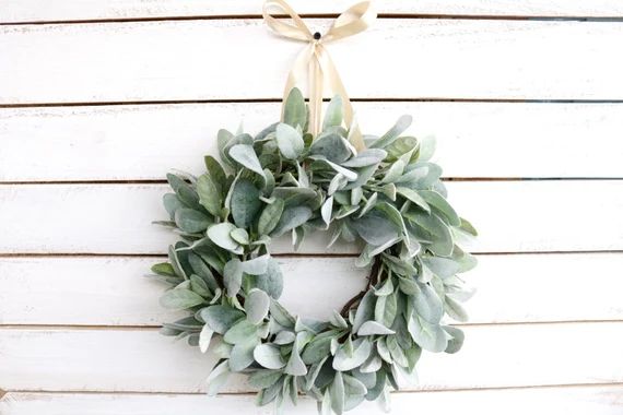 Mini Lambs Ear Wreath, Mini Window Wreath, Farmhouse Wreath, Greenery Wreath, Housewarming Gift, ... | Etsy (US)