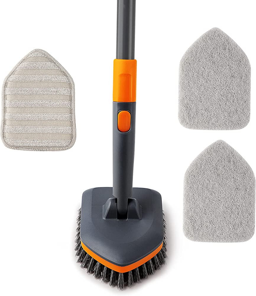 CLEANHOME Tile Tub Scrubber Brush with 3 Different Function Cleaning Heads and 56" Extendable Lon... | Amazon (US)