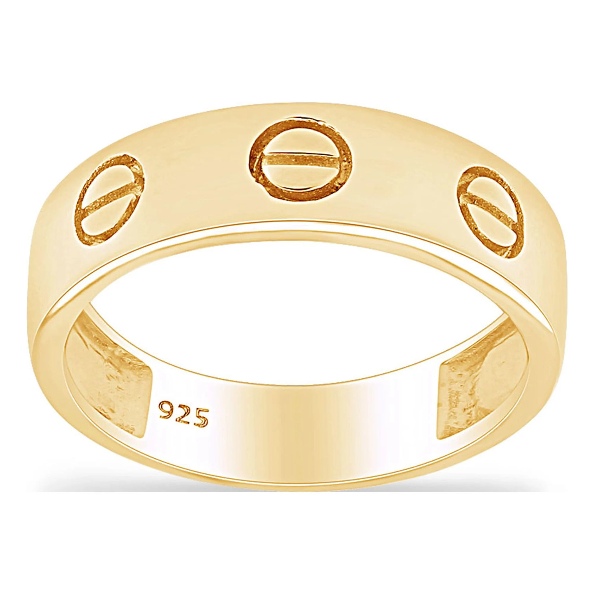 AFFY Unisex Men Women 14K Yellow Gold Over Sterling Silver Screw Wedding Band Ring, 5.5mm, Ring S... | Walmart (US)