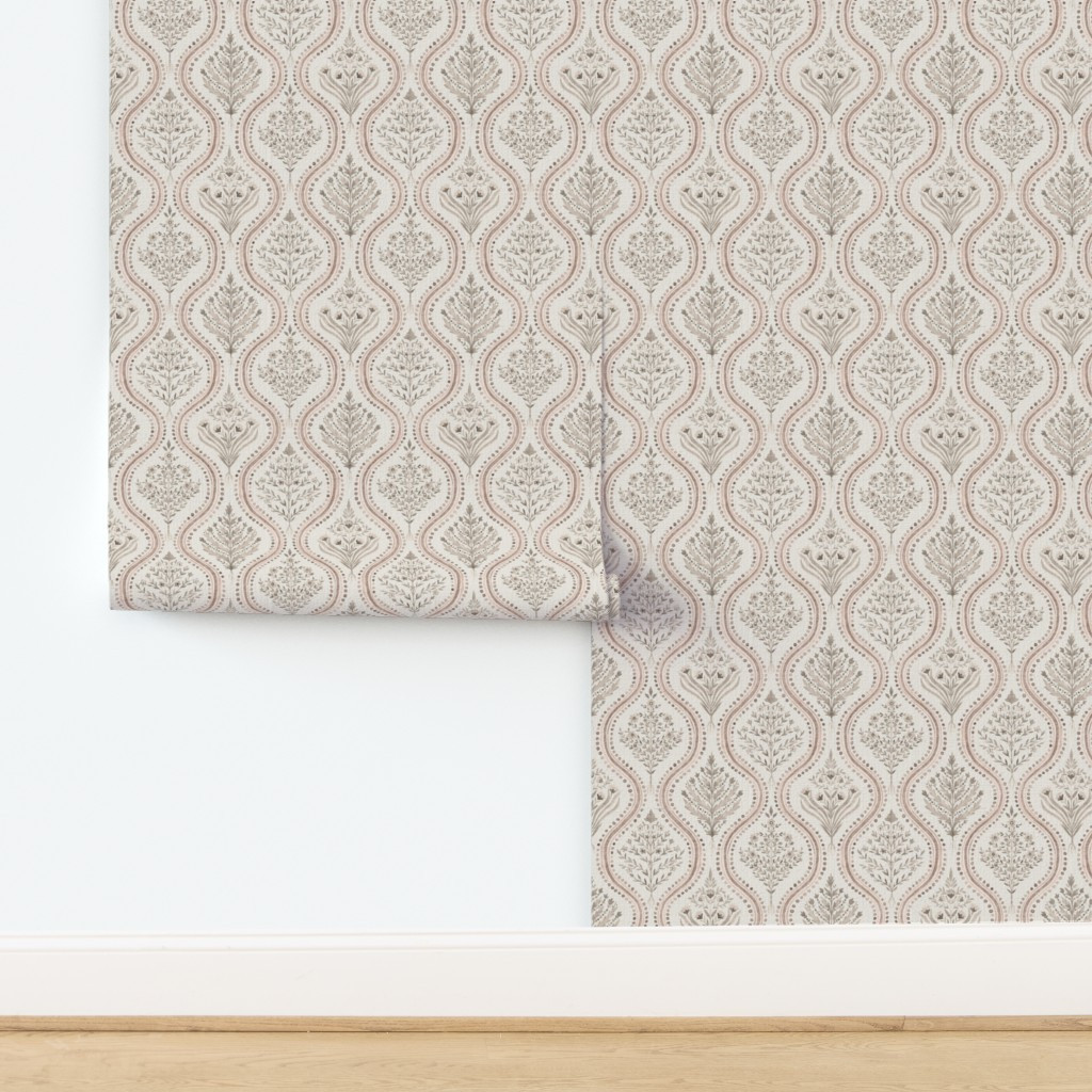Wallpaper in Monticello Rose and Brown | Spoonflower