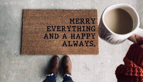 Merry everything | Welcome Mat | Front Porch Decor | Christmas Doormat | Doormat | Housewarming G... | Etsy (US)