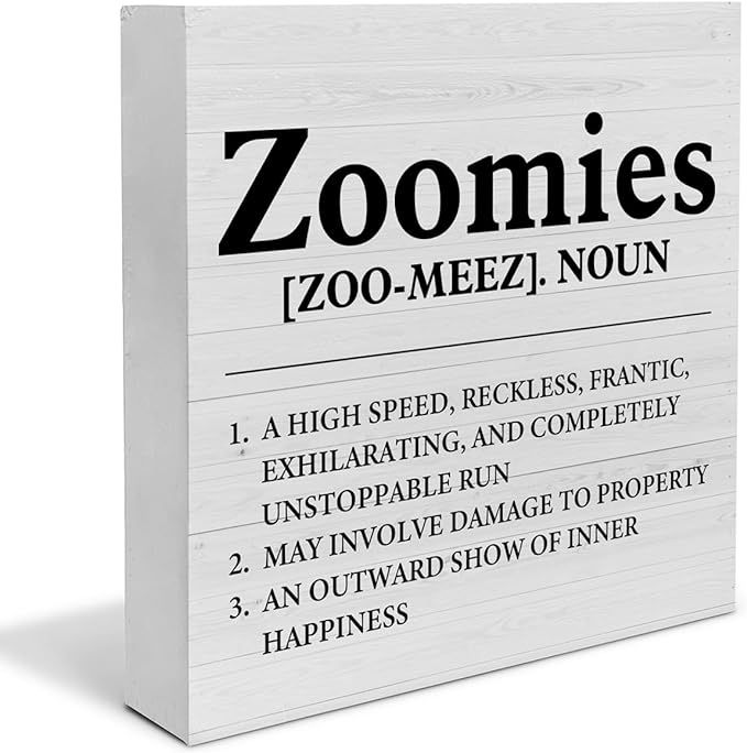 Dog Lover Gift Zoomies Definition Wooden Box Sign Dog Theme Desk Decorative Wooden Sign Home Deco... | Amazon (US)