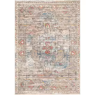 Marley Cardinal Cartouche Beige 5 ft. x 7 ft. Area Rug | The Home Depot