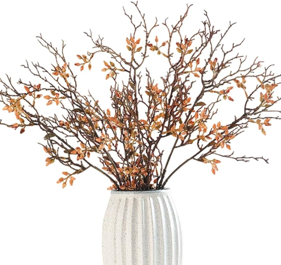 4Pcs Artificial Fall Berry Stems Faux Branches with Orange Berries Fall Floral Berry Picks and Sp... | Amazon (US)