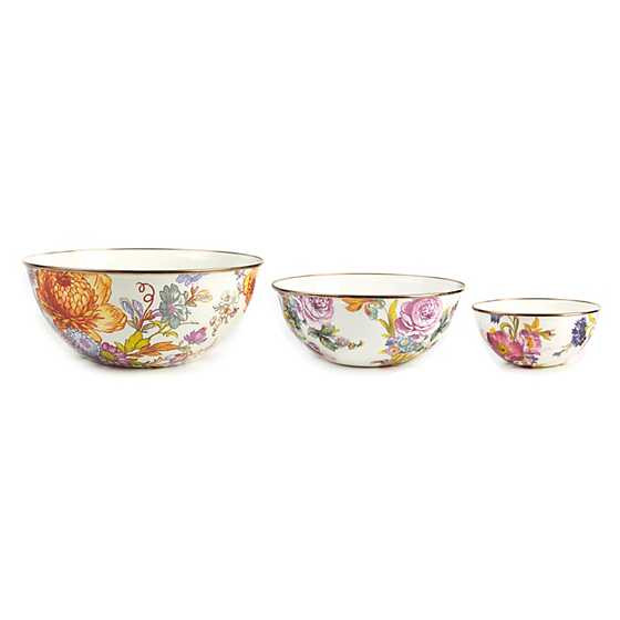 White Flower Market Mixing Bowls, Set of 3 | MacKenzie-Childs