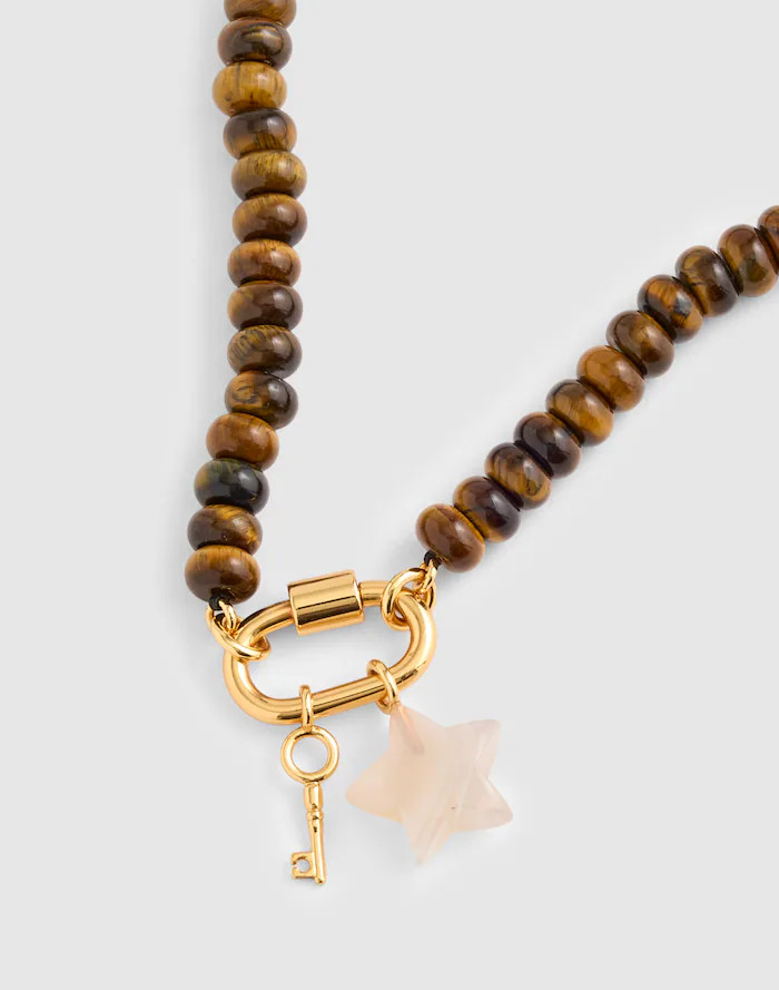 Semiprecious Beaded Carabiner Charm Necklace | Madewell