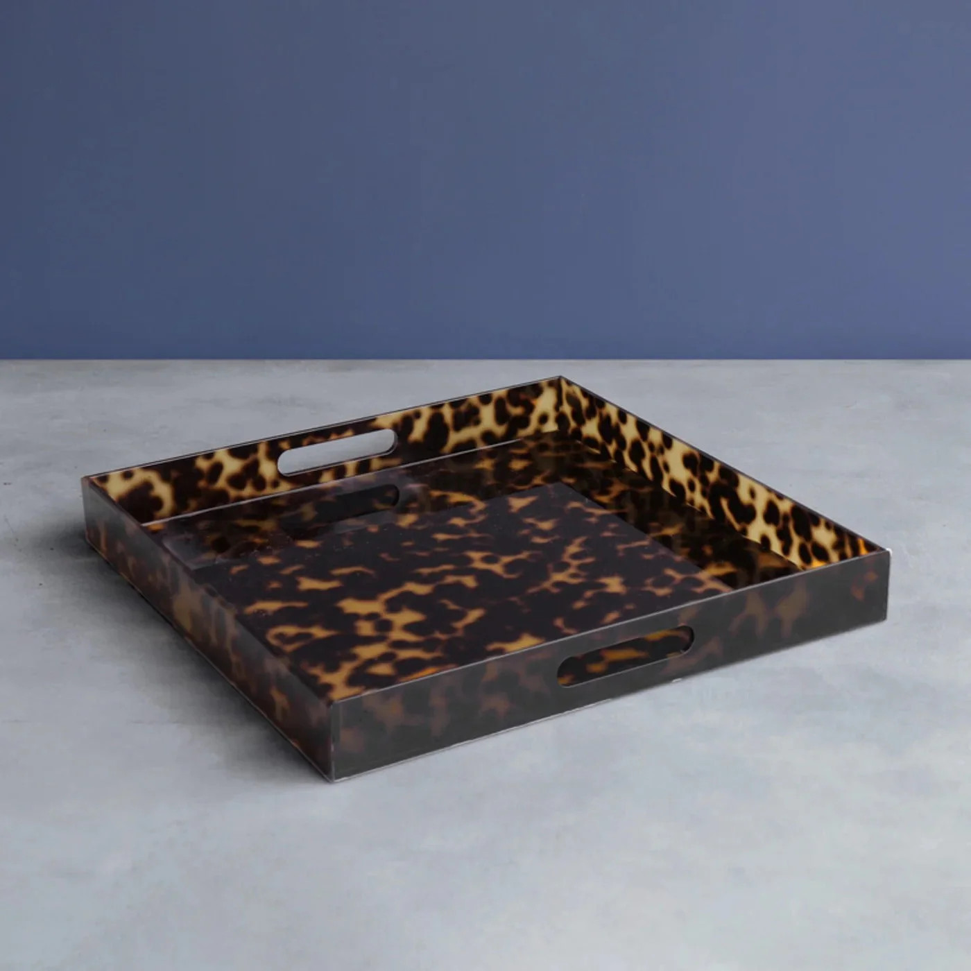 Beatriz Ball VIda Acrylic Tortoise Square Tray With Handles | Sabavi Home