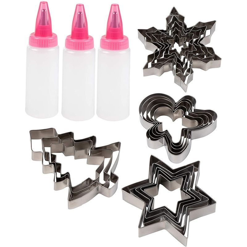 Juvale 21 Piece Christmas Biscuit Metal Cookie Cutter Decorating Kit, 4 Holiday Designs | Target