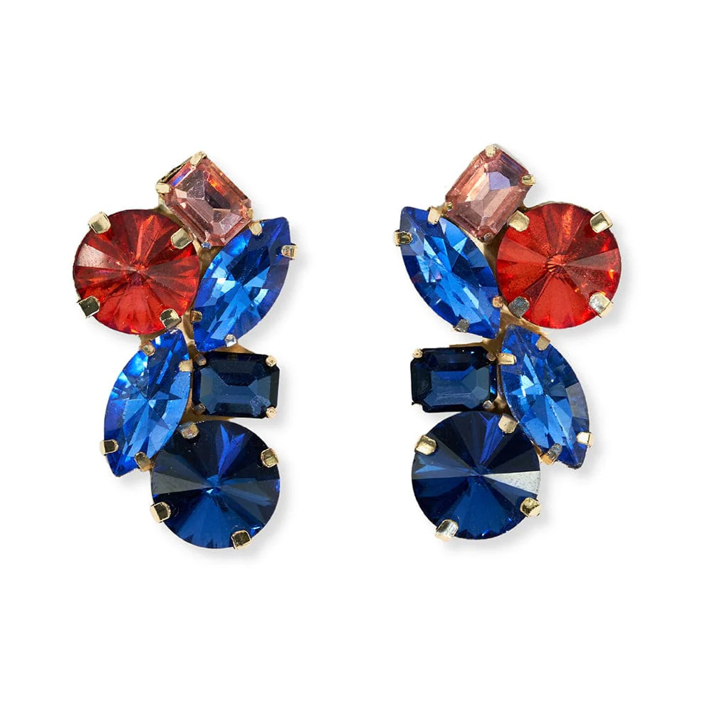 Ivy Multi Mixed Stone Post Earrings Rust + Lapis | INK+ALLOY