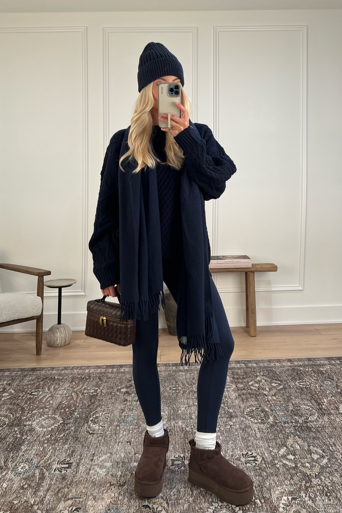 Thanksgiving Outfit! Size medium in sweater (color: admiral), small in jumpsuit (color: admiral) . Shoes are true to size, linking similar hat & scarf!

#KathleenPost #ThanksgivingOutfit #HolidayOutfit 

#LTKStyleTip #LTKSeasonal