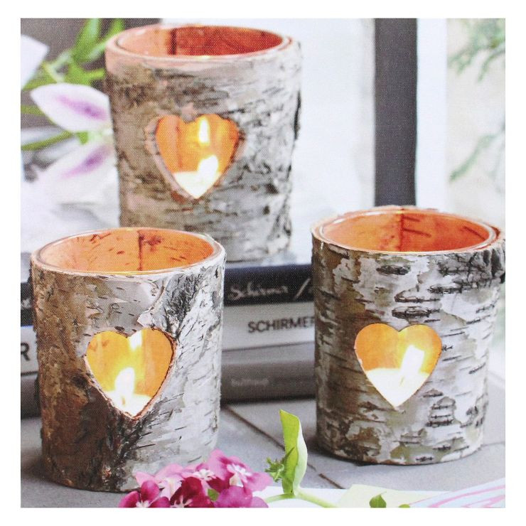 Northlight Valentine's Day 12" x 12" Prelit LED Flickering Rustic Birch Wood Candles Canvas Wall ... | Target