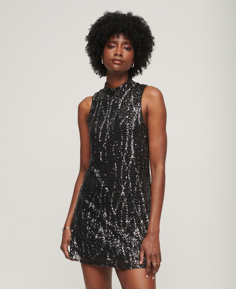 Sleeveless Sequin A Line Mini Dress | Superdry (UK)
