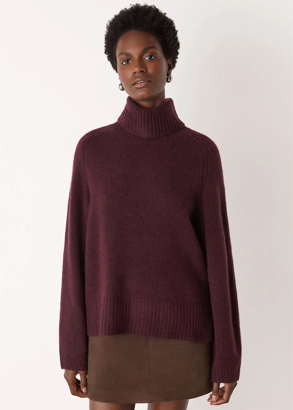 Burgundy Roll Neck Wool Mix Knit | WHISTLES | Whistles UK | | Whistles