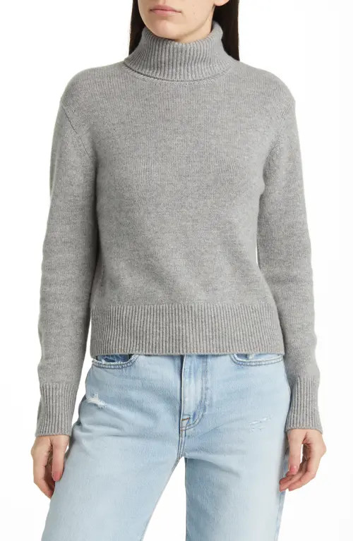 FRAME Cashmere Turtleneck Sweater in Heather Grey at Nordstrom, Size Medium | Nordstrom