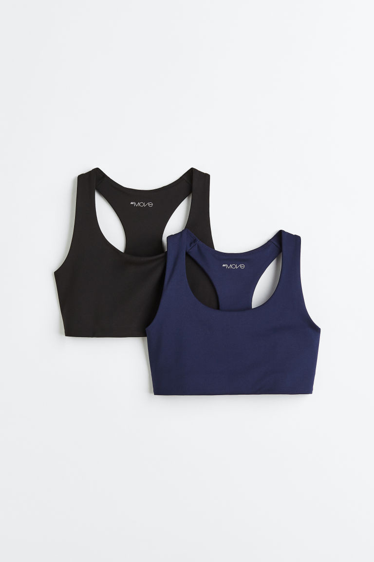 H & M - 2-pack Medium Support Sports Bras - Blue | H&M (US + CA)