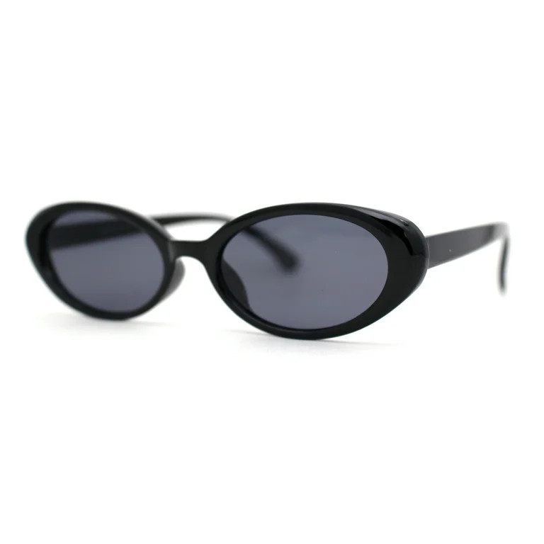 SA106 Womens Simple Classical Oval Thin Plastic Sunglasses All Black | Walmart (US)