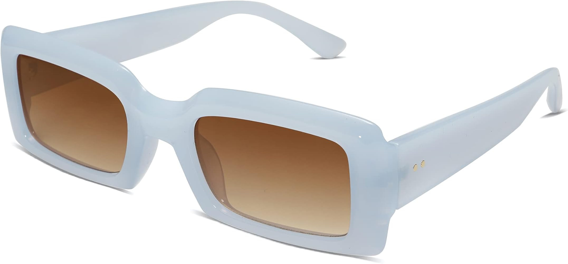 Allarallvr Trendy Rectangle Sunglasses for Women Men Vintage 90's Square Shades Thick Frame Nude ... | Amazon (US)