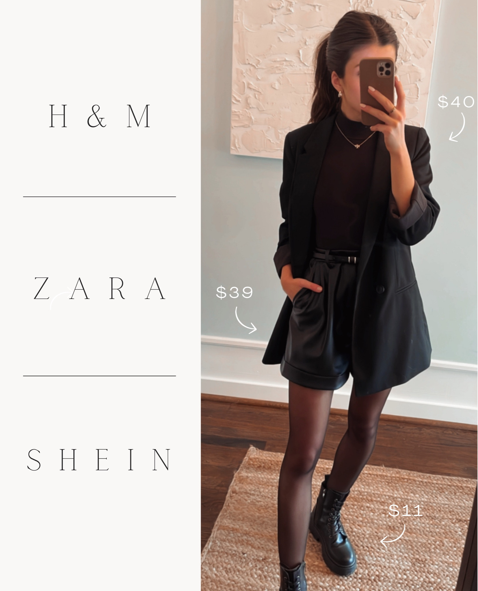 H&M blazer + Zara leather shorts + SHEIN Leather combats boots (that are currently ON SALE) 🖤

XS in the jacket | 5 in boots | XS in shorts

#LTKfindsunder50 #LTKstyletip #LTKsalealert