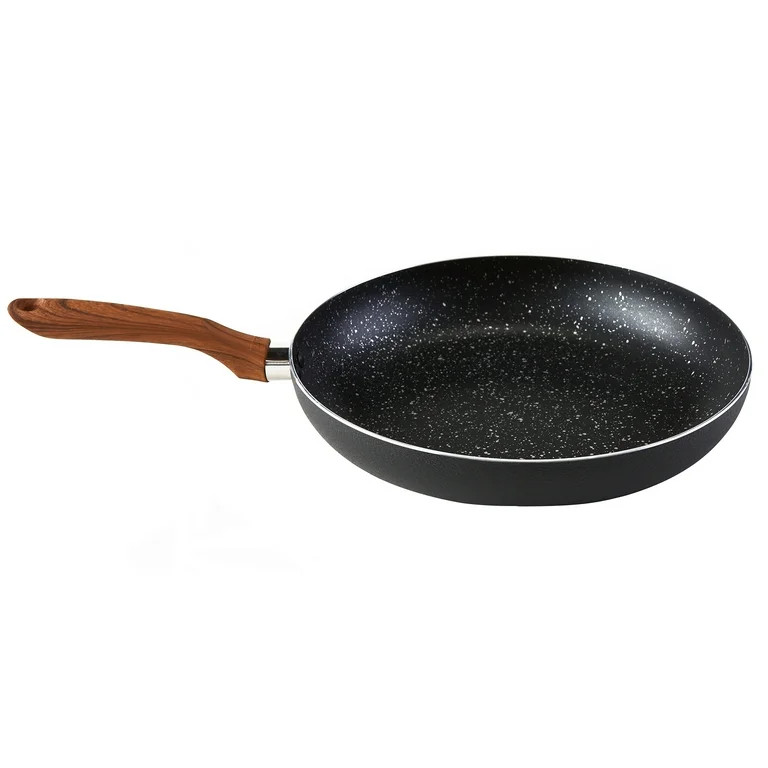 IMUSA 8in Black Stone Aluminum Speckled Nonstick Fry Pan with Wood Look Handle, Black | Walmart (US)
