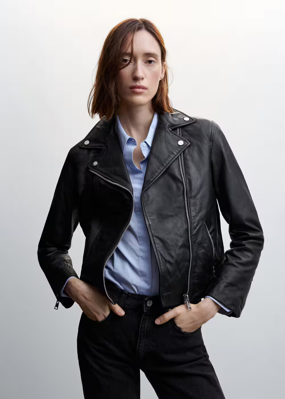 Leather biker jacket -  Women | Mango USA | MANGO (US)
