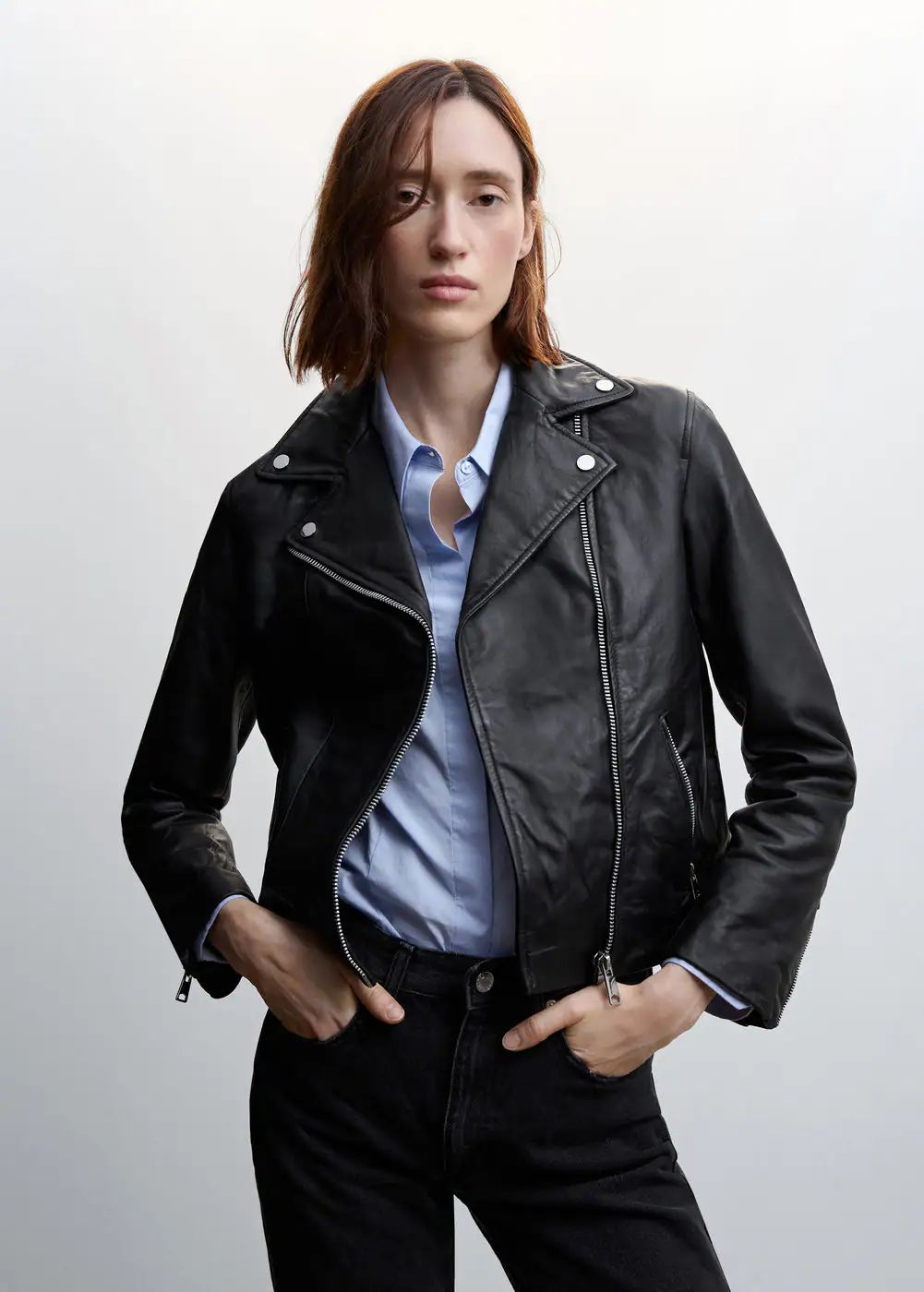 Leather biker jacket -  Women | Mango USA | MANGO (US)