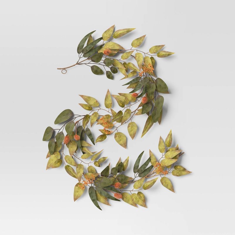 Fall Leaves Garland Dark Green - Threshold&#8482; | Target