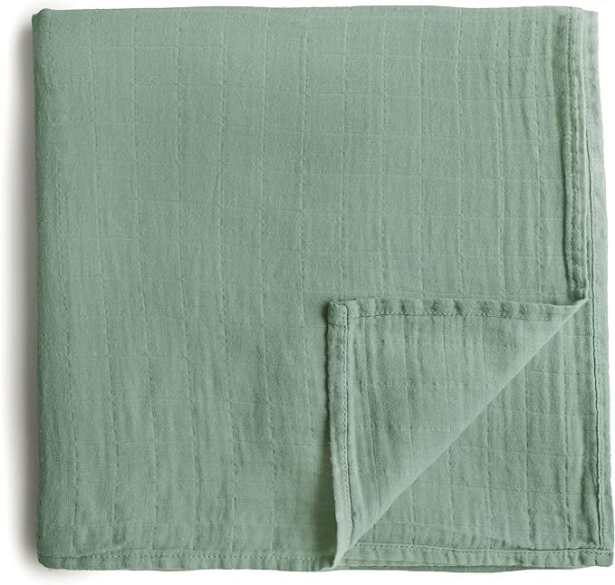 mushie Muslin Baby Swaddle Blanket | 100% Organic Cotton (Roman Green) | Amazon (US)