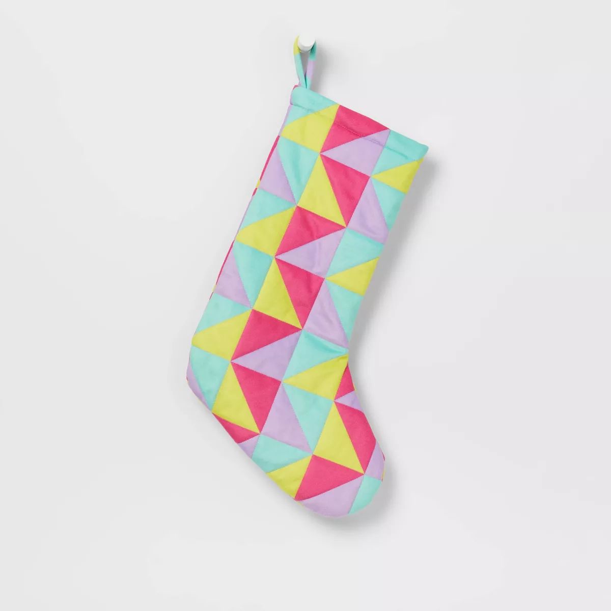 17.5" Quilted Geometric Christmas Holiday Stocking Blue/Yellow/Pink - Wondershop™ | Target