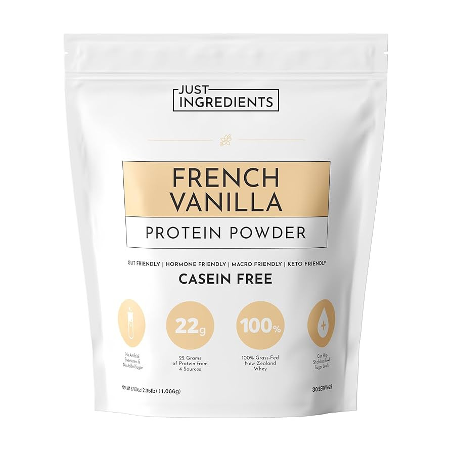 JUST INGREDIENTS French Vanilla Protein Powder – 30 Serving Bag – Grass-Fed Whey & Plant Prot... | Amazon (US)