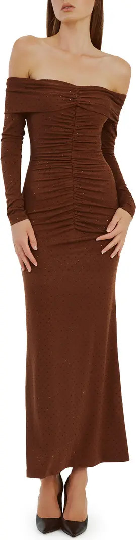 Bardot Artura Diamante Off the Shoulder Long Sleeve Maxi Dress | Nordstrom | Nordstrom