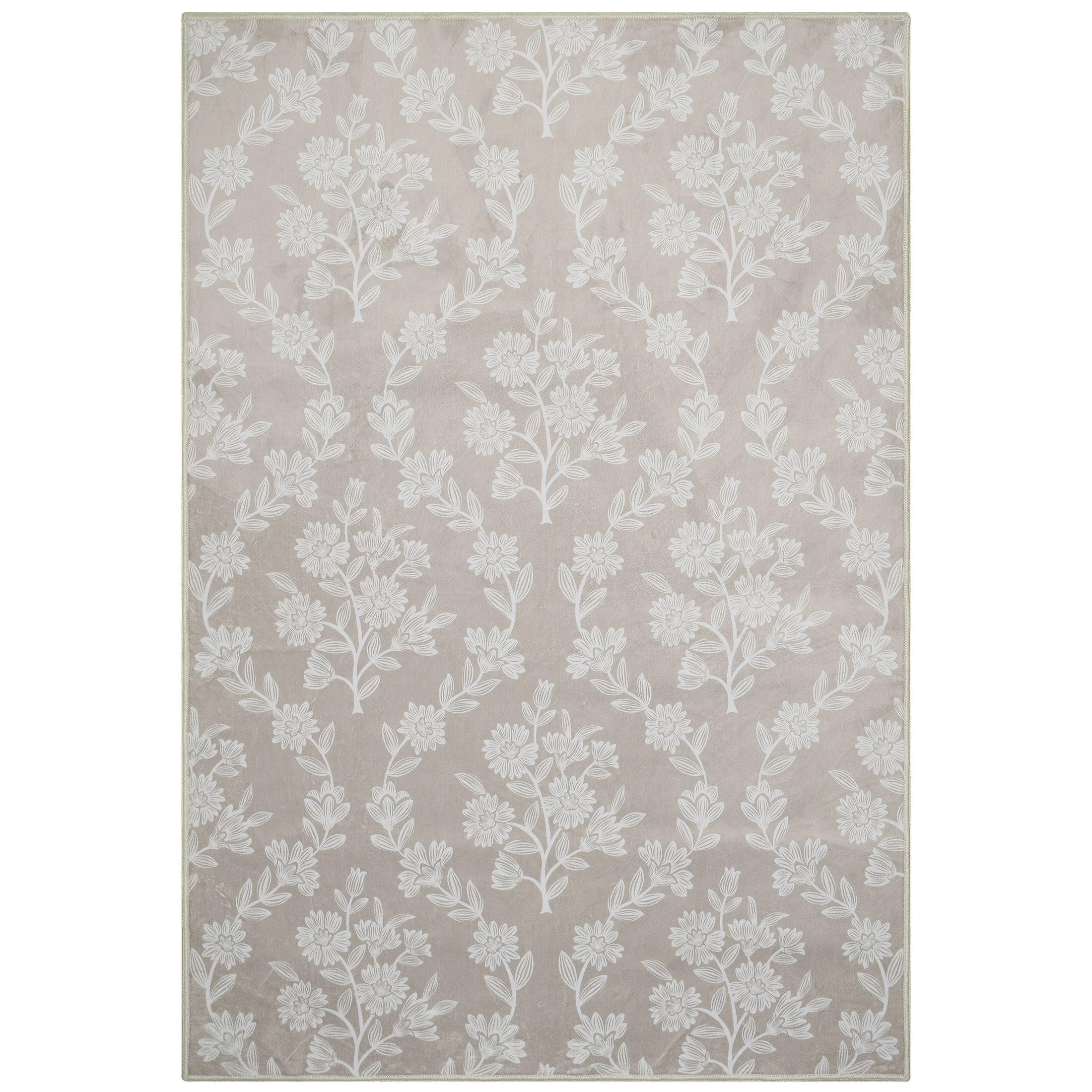 My Texas House Taupe Flower Damask Machine Washable Indoor Area Rug, 8'10" x 12' | Walmart (US)