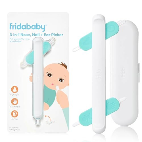 Frida Baby 3-in-1 Nose, Nail + Ear Picker | Baby Ear Cleaner + Baby Nose Cleaner and Nail Tool for Babies + Toddlers, Safely Clean Baby's Bogies, Ear Wax & More | Amazon (UK)