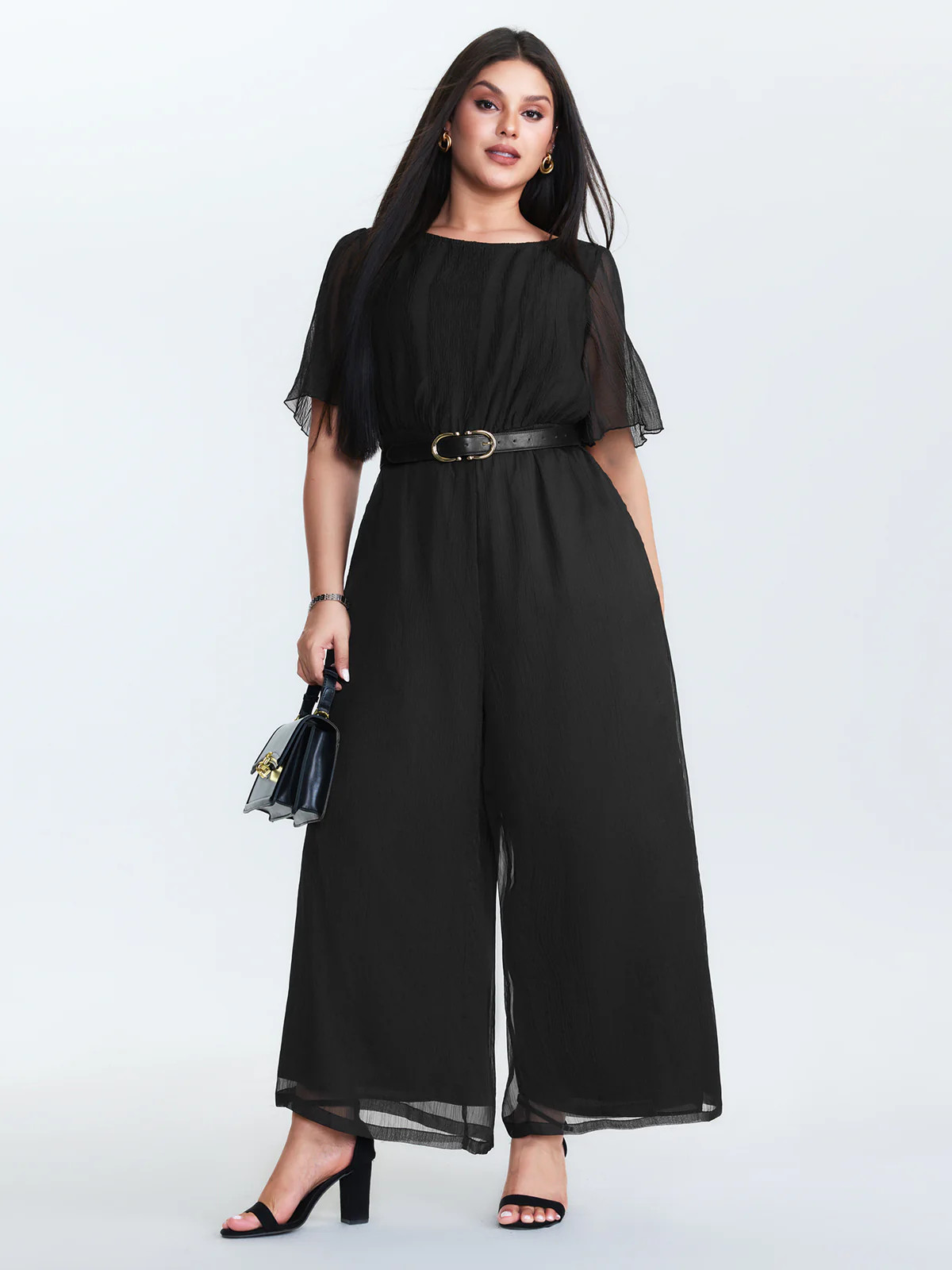 Sheer Textured Flowy Jumpsuit | Bloomchic