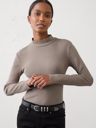 Ribbed Mock-Neck Top | Banana Republic Factory