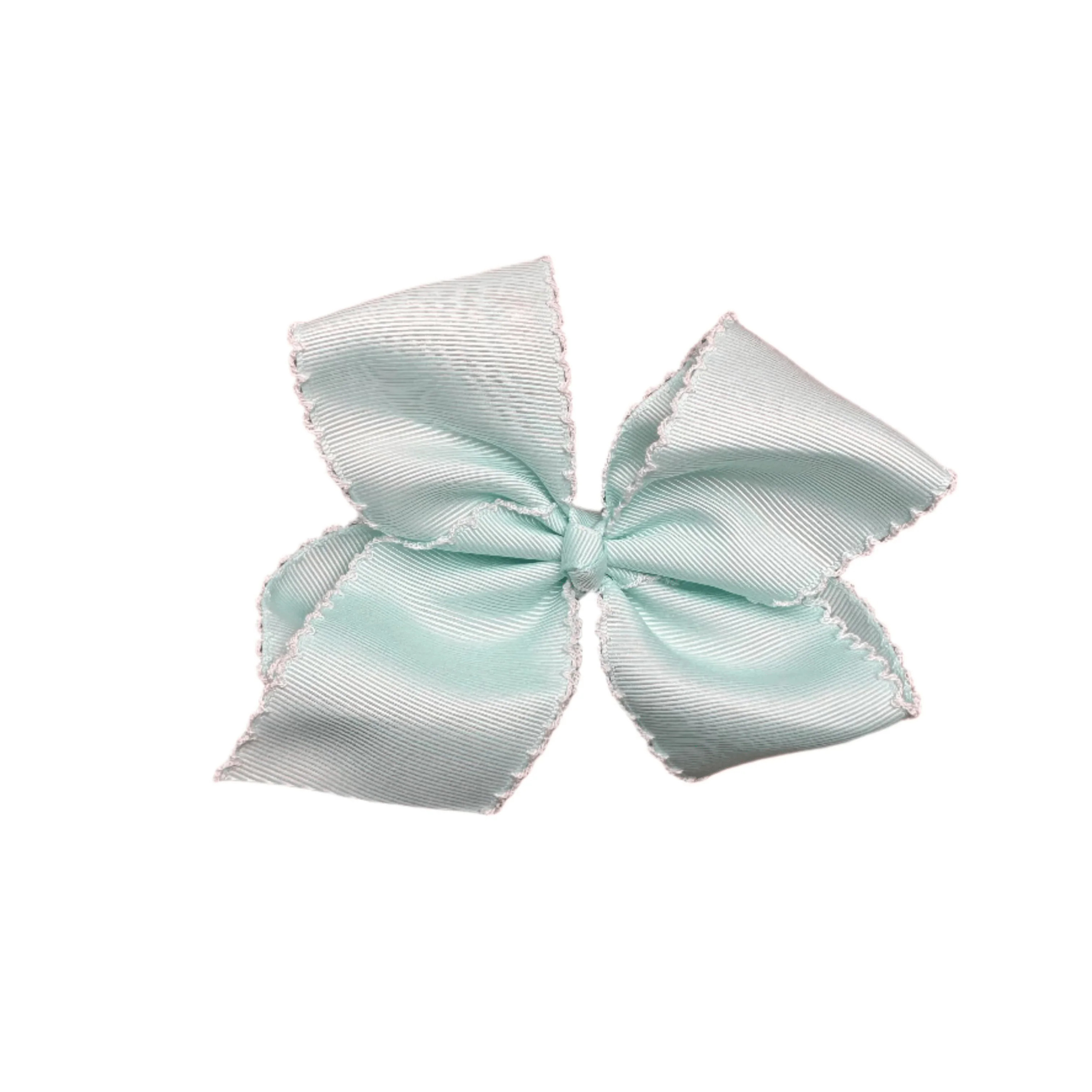 Scalloped Grosgrain Mint/White | The Smocked Flamingo