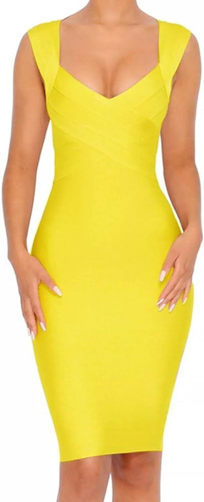 Whoinshop Women's V-Neck Strapless Clubwear Bodycon Bandage Dress | Amazon (US)