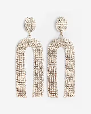 Rhinestone Embellished U-Drop Earrings | Express